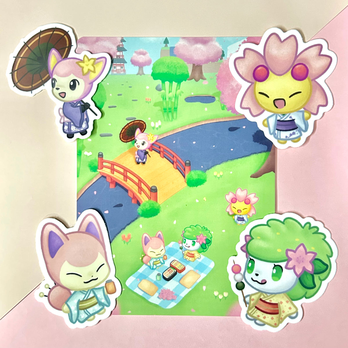 Animal Crossing Cherry Blossom Sakura Bundle Print and Stickers
