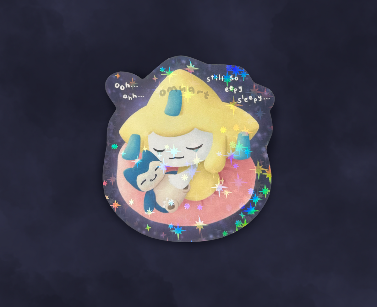 Sleepy Jirachi Sticker - Glossy Holographic – Kyotatsu