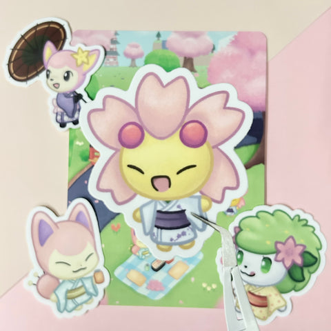 Cherrim Animal Crossing Cherry Blossom Sakura Edition Sticker - Matte, Vinyl