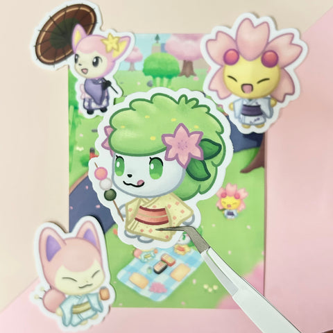 #492 AC Shaymin Cherry Blossom Sakura Edition Sticker - Matte, Vinyl