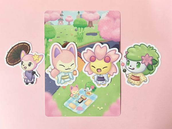 Animal Crossing Cherry Blossom Sakura Bundle - Print and Stickers