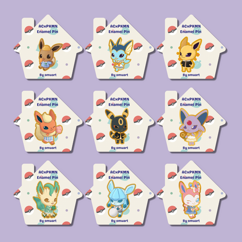 Animal Crossing Eeveelution Enamel Pin Bundle