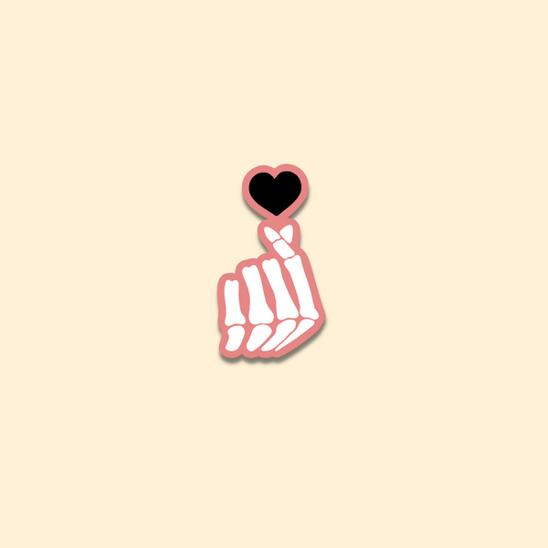 Skeleton Finger Heart Sticker - Matte, Vinyl