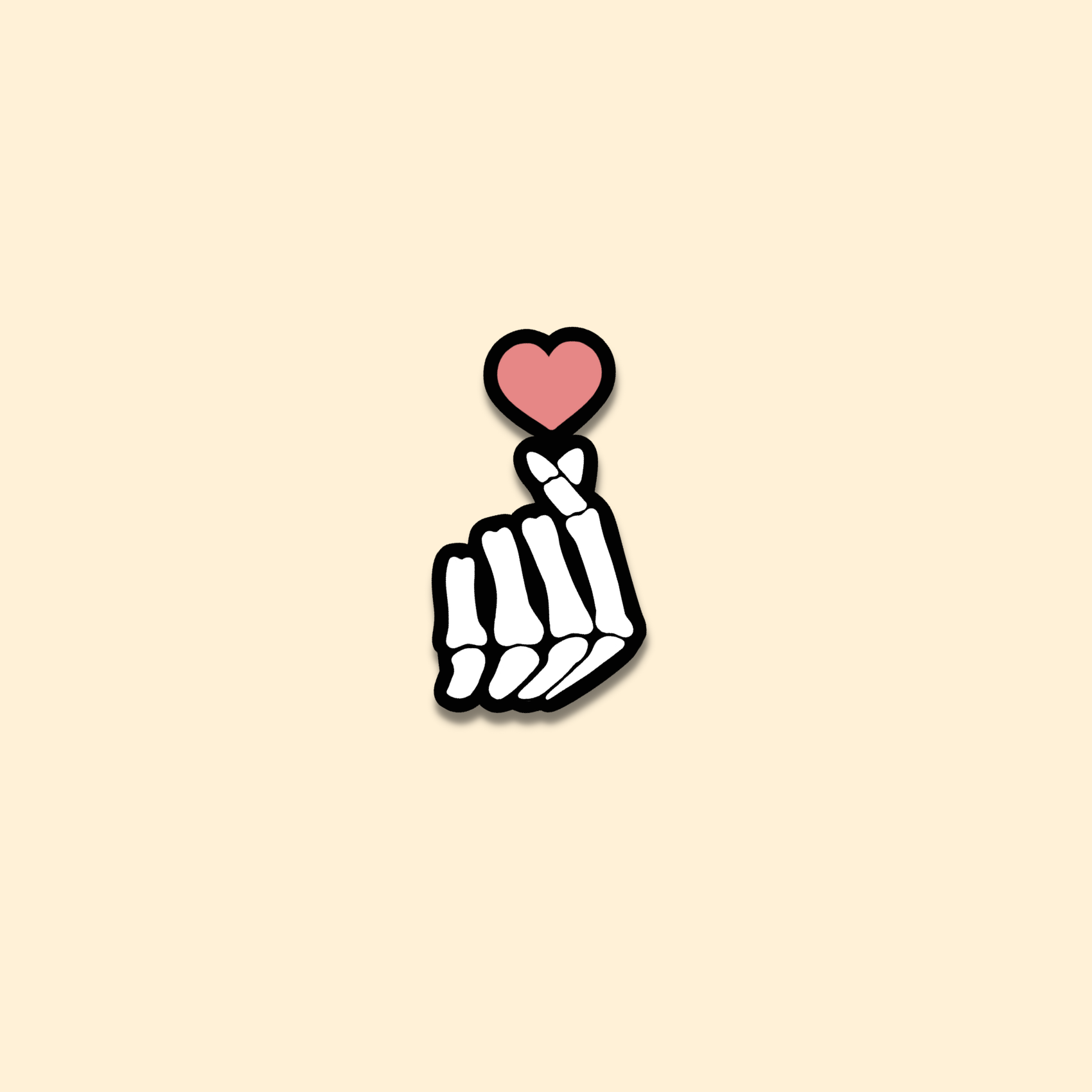 Skeleton Finger Heart Sticker - Matte, Vinyl