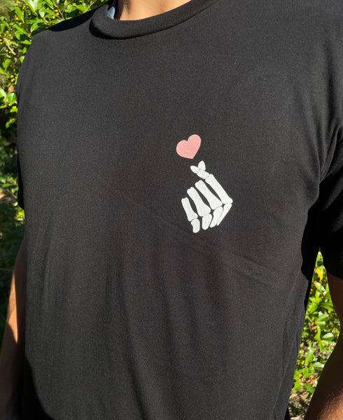 Skeleton Finger Heart Unisex T-Shirt