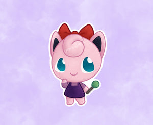 Cute Jigglypuff Animal Crossing Pokemon Sticker - Matte, Vinyl