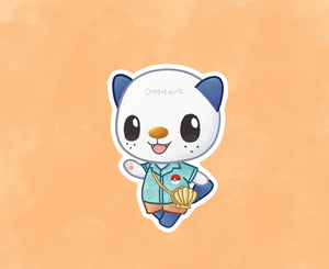 Cute Oshawott Animal Crossing Pokemon Sticker - Matte, Vinyl