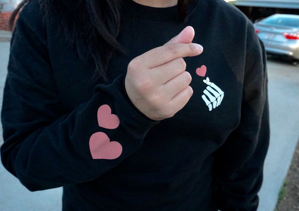 Skeleton Heart Finger Crewneck Sweatshirt